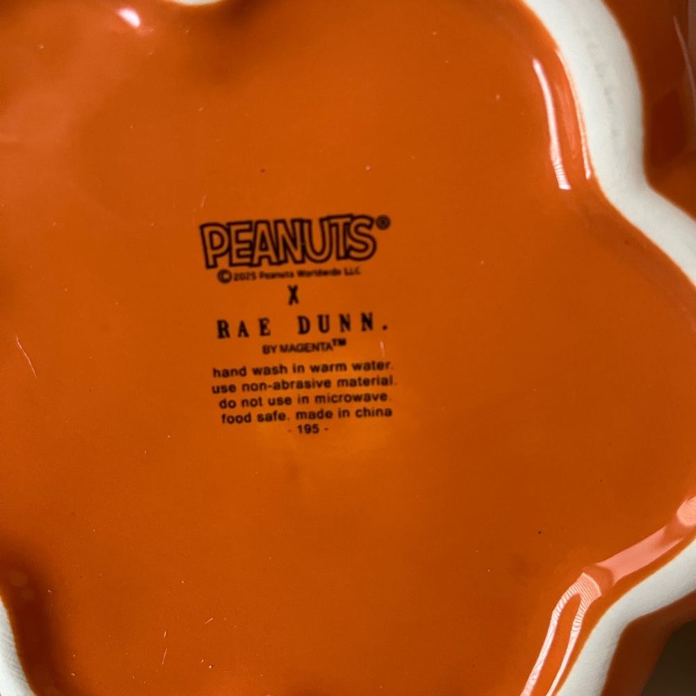 Peanuts Rae Dunn “Snoopy’s Snacks”Orange Pumpkin Jar - Picture 2 of 5